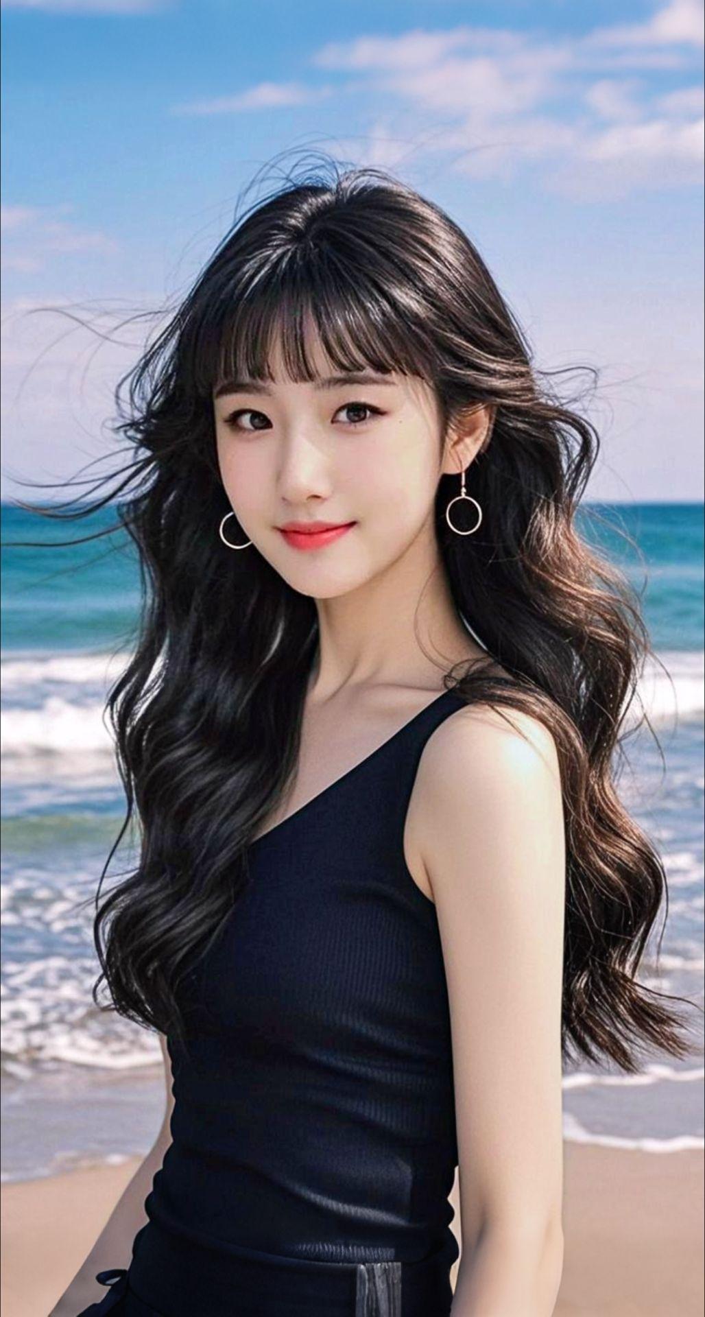 AI扩图 AI海滨佳人
