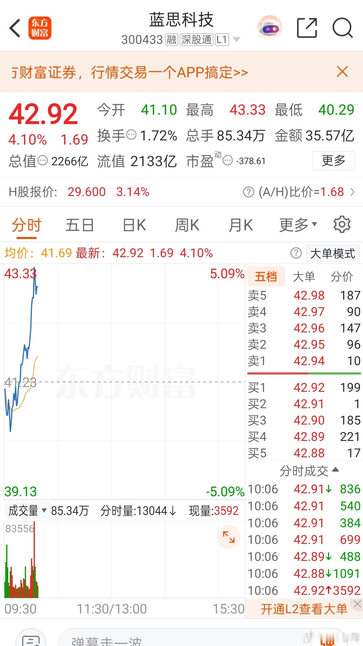 今日精选蓝思科技（300433）深度契合本轮AI连接硬件主线，从传统果链玻璃龙头
