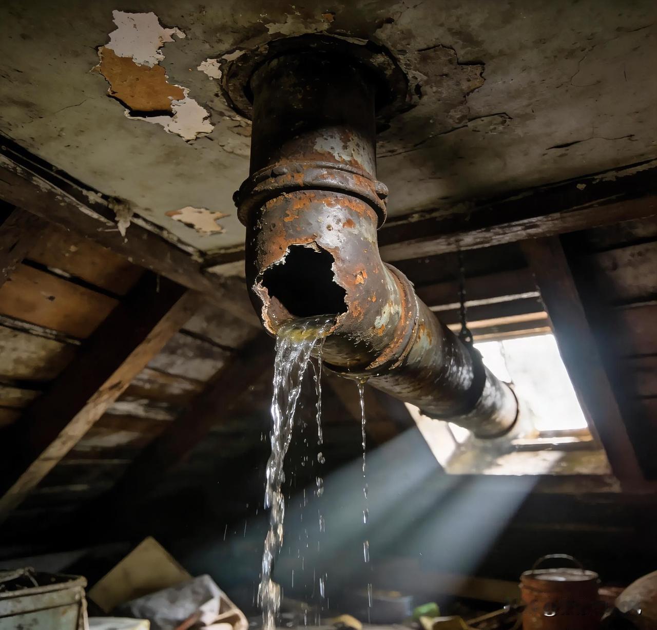 早晨接到领导通知，紧急任务。空调管道漏水了，把办公室顶子都泡水了。

我们去看了