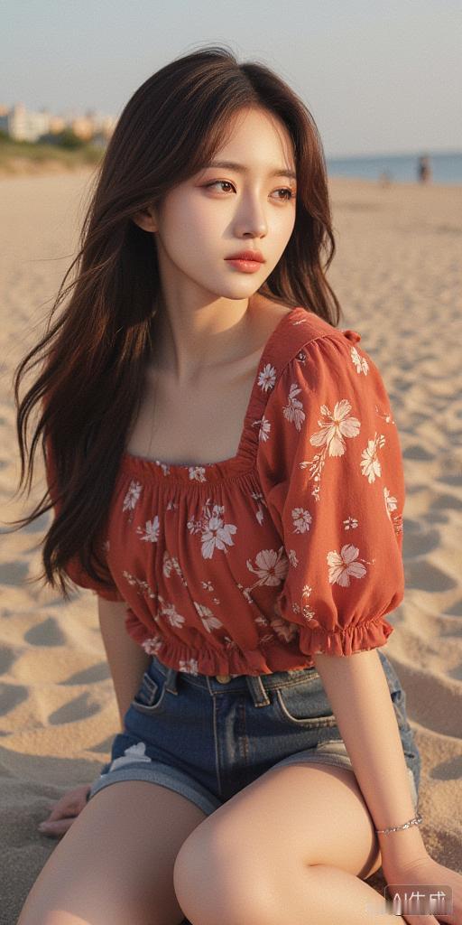 沙滩上的少女，温柔的海风轻拂，静享美好时光。你们喜欢御姐还是辣妹 有哪些好看的日