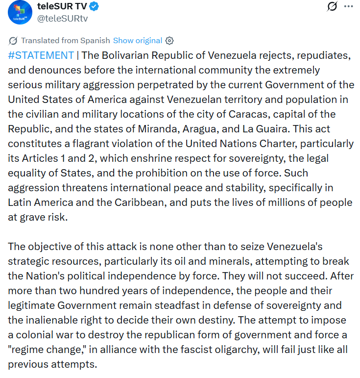 委内瑞拉首都传来数声爆炸声委美冲突 委内瑞拉谴责美国袭击民用与军事目标 