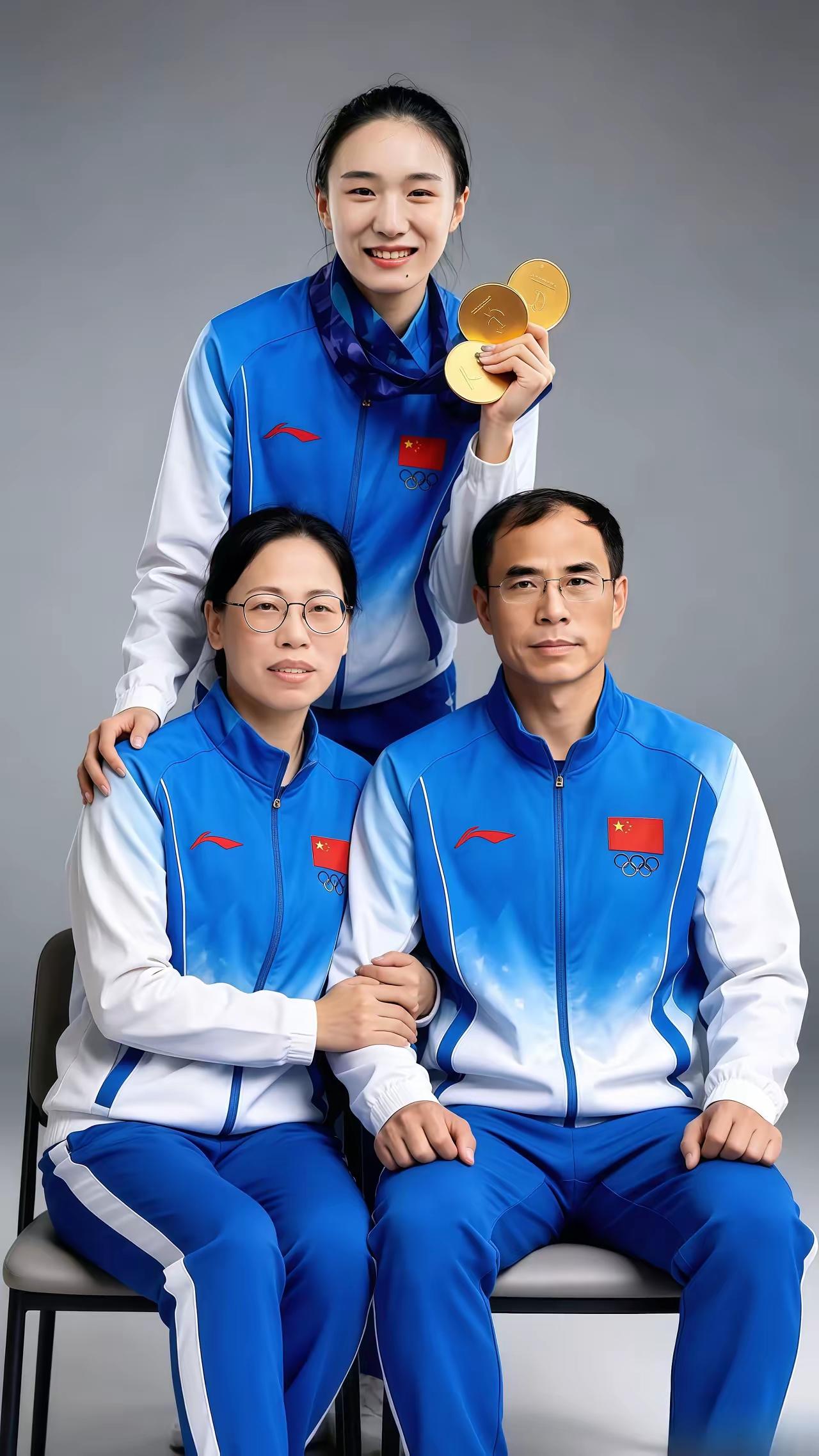 17岁陈妤颉全家福，谁能想到，亚运三金一银得主，爸爸和妈妈都是练体育！

难怪她