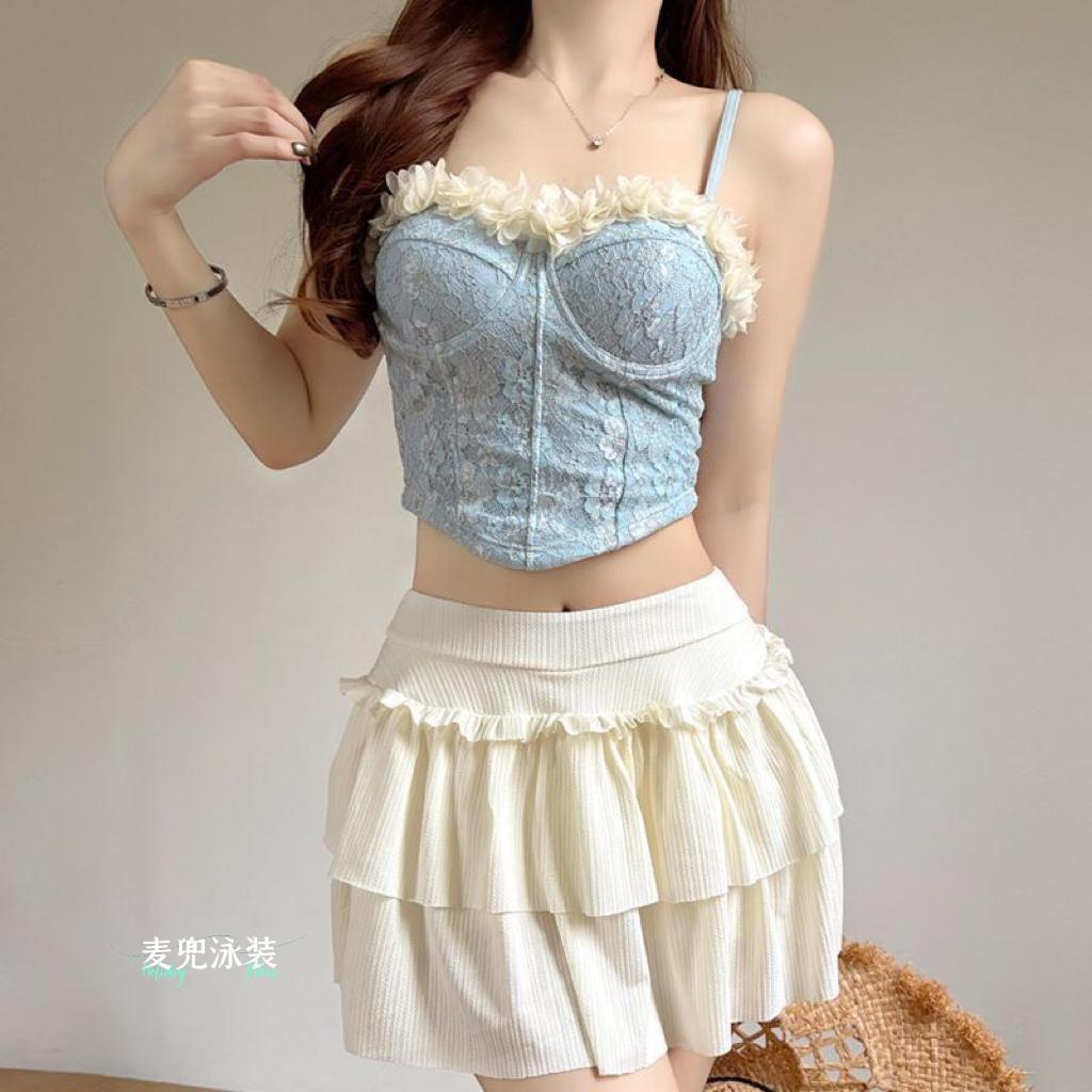 温柔系假日温泉♨️仙女范度假泳装海滩泳池比基尼 泳装穿搭风格 海滩泳装 海滨型泳