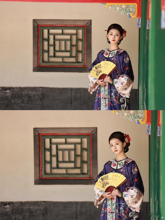 #王奕婷清汉风破碎感##王奕婷解锁清宫造型# 王奕婷身着清汉服饰出现在故宫，那一