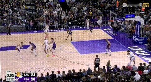 东契奇：玩嘛！穿花+悬停欧洲步、脑后、穿裆秀起来。
图1：背运穿花过双人，面对补