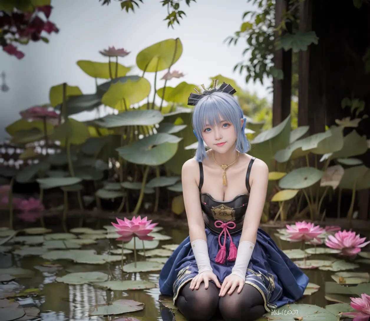 原神 神里绫华。大家六一儿童节快乐～六月虽然樱花谢了～但是荷花开了～