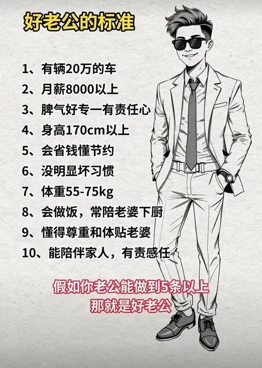 好老公的标准：
假如你老公能做到5条以上，那就是好老公！已婚未婚的对号入座，看看