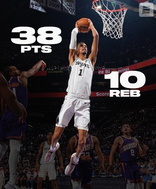 #文班亚马太夸张了##马刺双杀太阳##NBA你我皆主角# 马刺球员维克托-文班亚