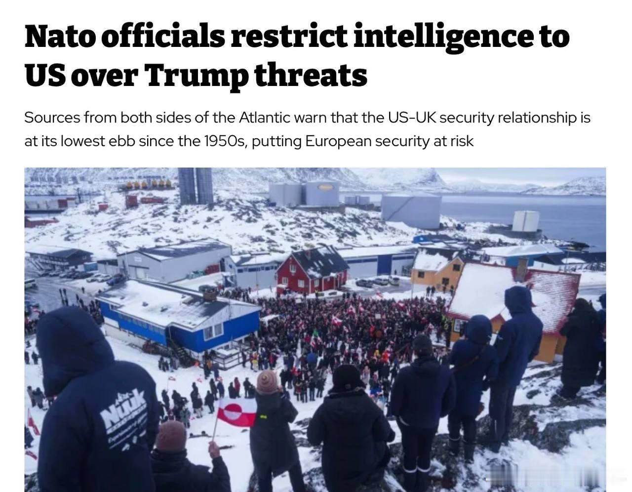 文🇪🇺🖕🇺🇸因格陵兰问题 美国北约盟友停止与华盛顿共享情报据《i Pa