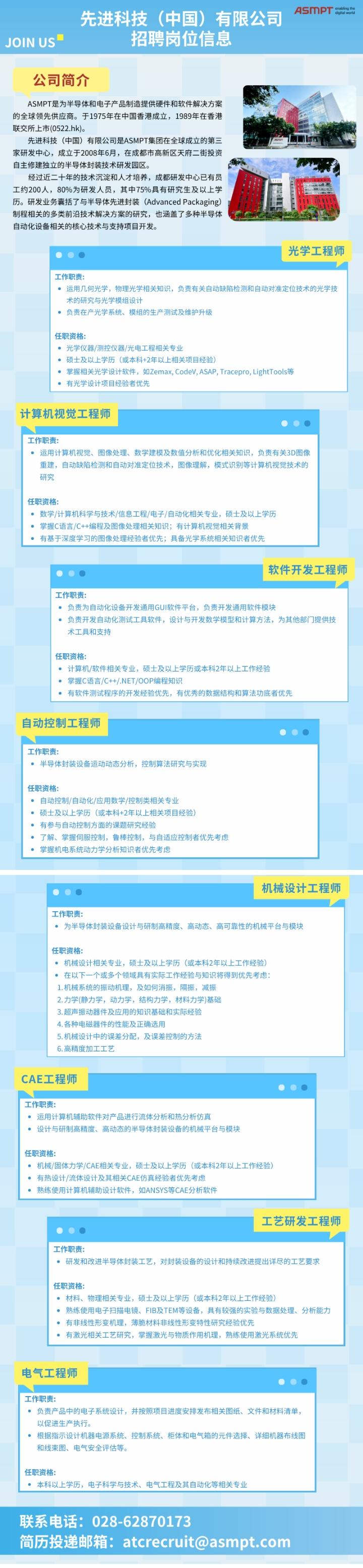 招聘快讯 | ASMPT 成都研发中心多岗位开放，期待优秀的你加入