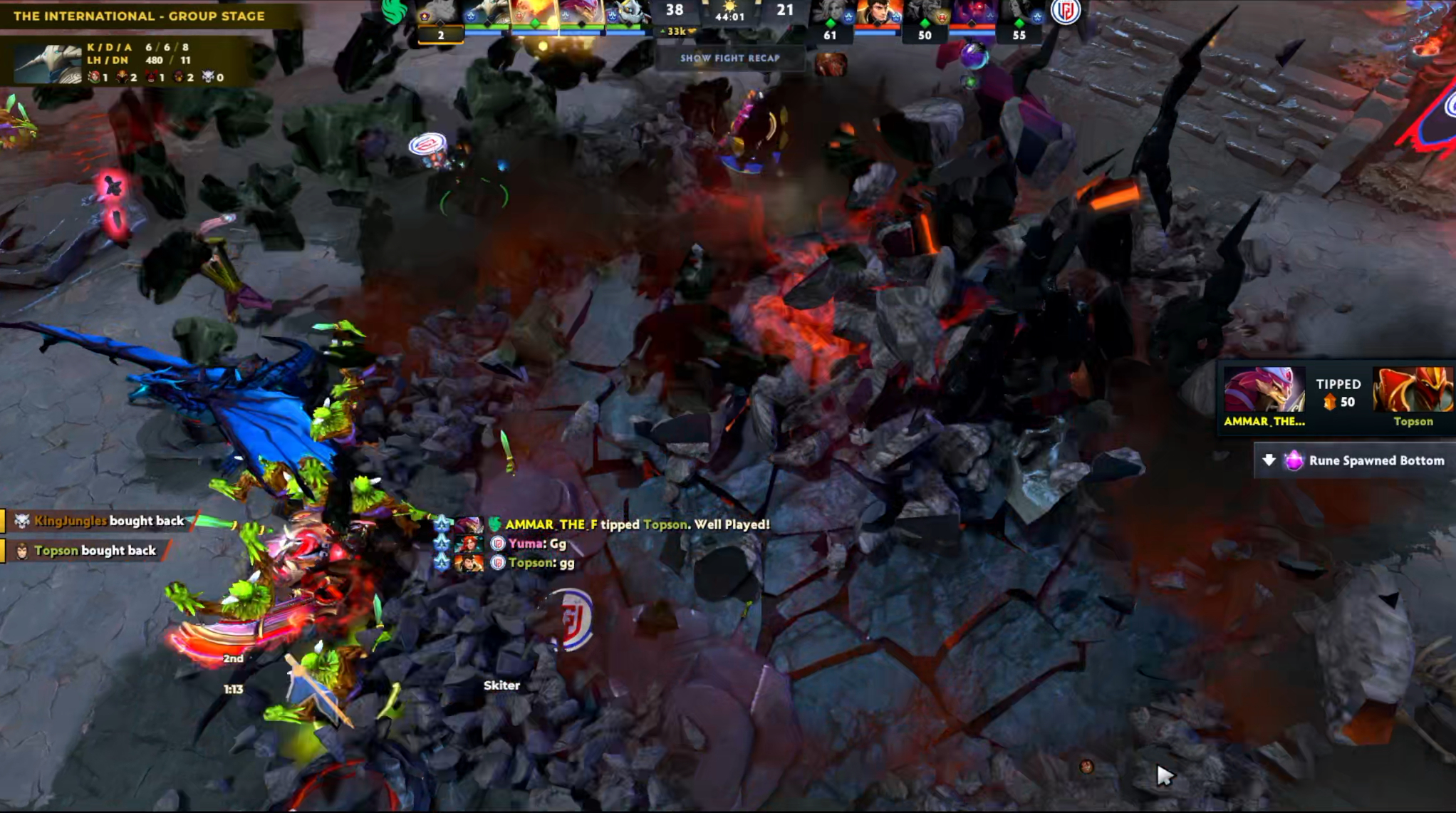 DOTA2TI15 瑞士轮第一轮Falcons对阵LGD战队BO3决胜局，经过4