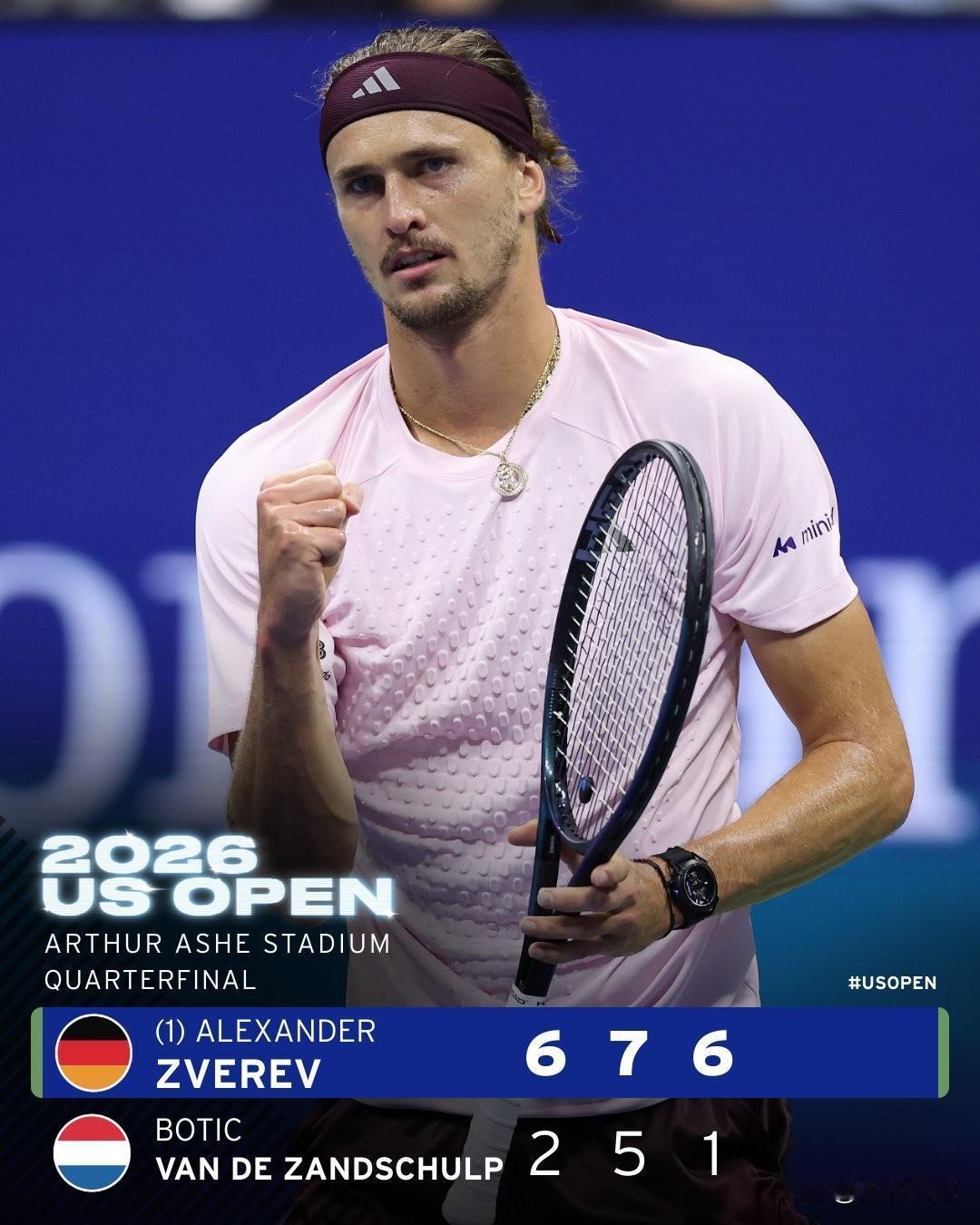 🇩🇪兹维列夫6-2/7-5/6-1范舒普🇳🇱
✅自2021年以来，重返美