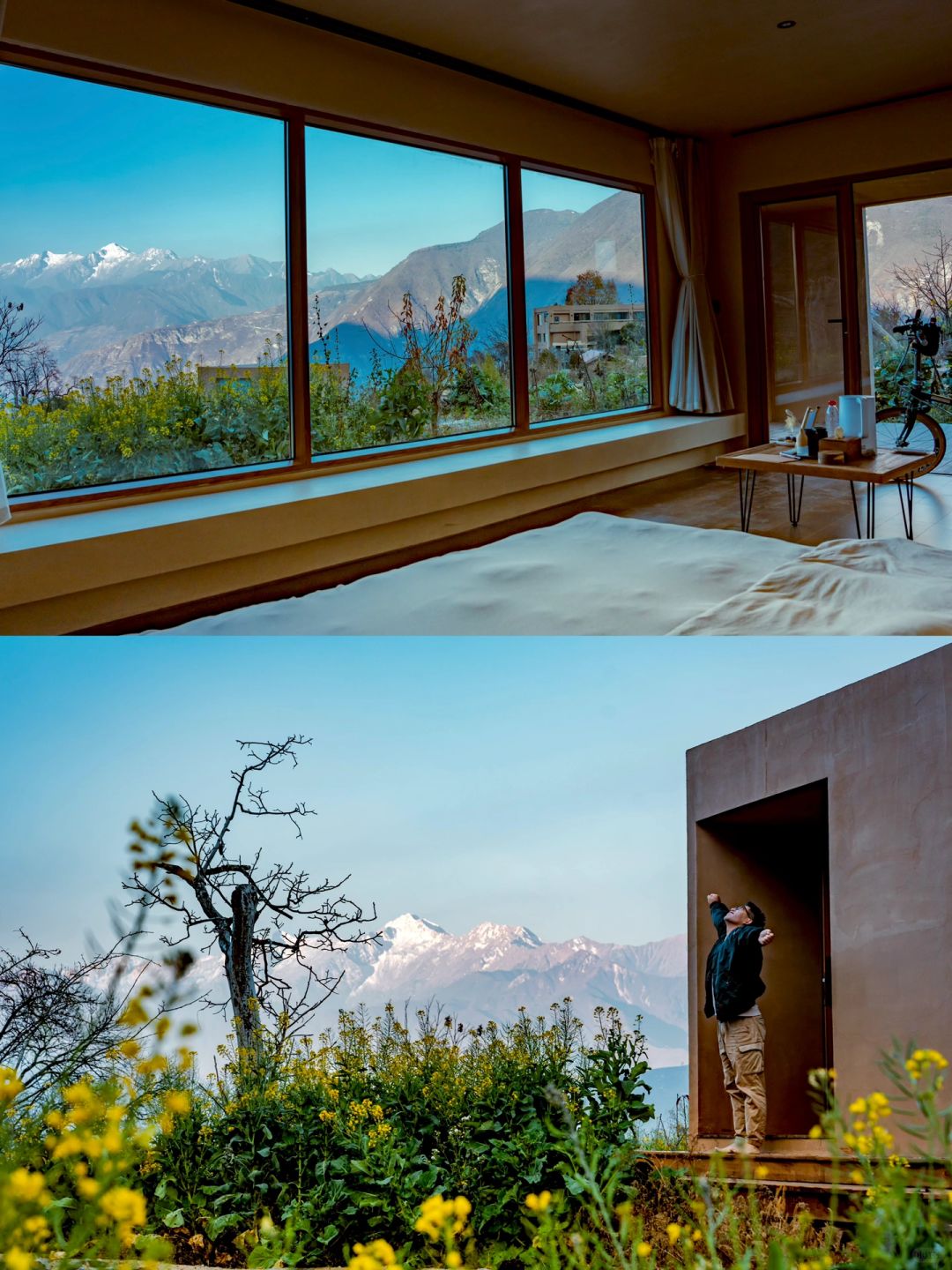 成都2h|住进云端无忧谷小屋🏔️躺床上看雪山