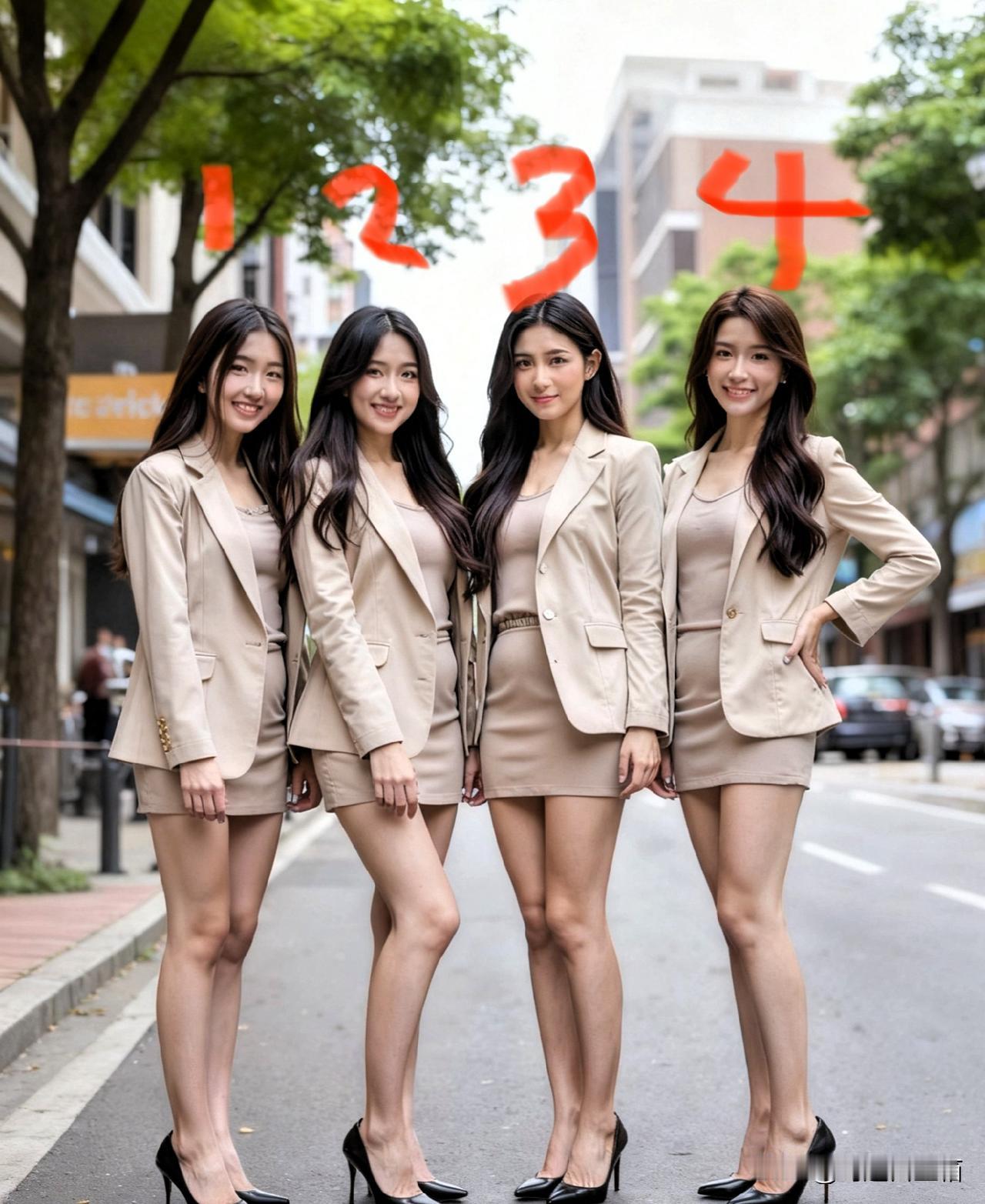 1234位姐妹哪个是你最心动的？请说出你的编号！高清美女 蓝条纹衬衫女 姐妹图鉴