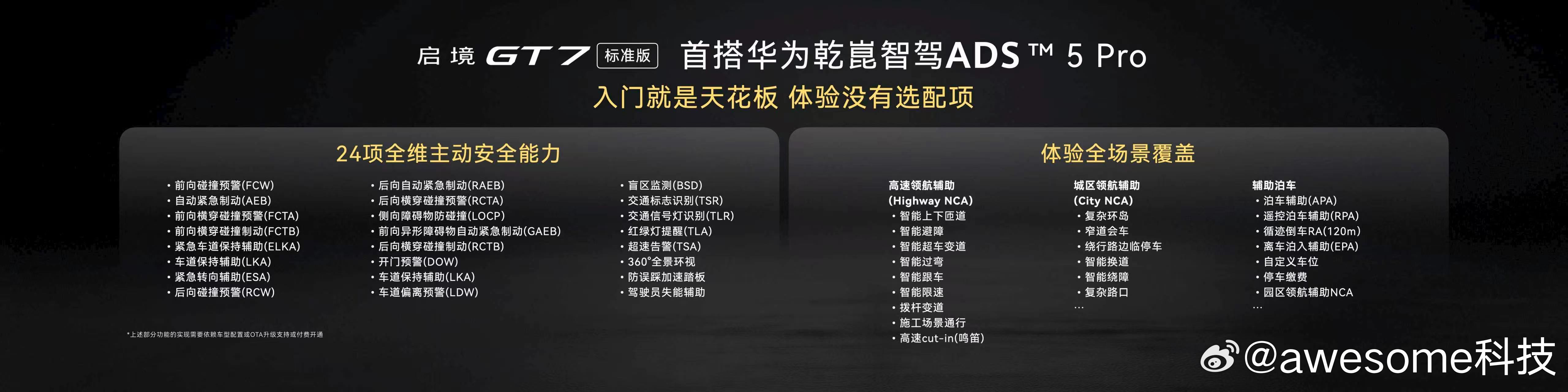 启境GT7同级领先越级享受 入门就是天花板，体验没有选配项！启境GT7标准版首搭