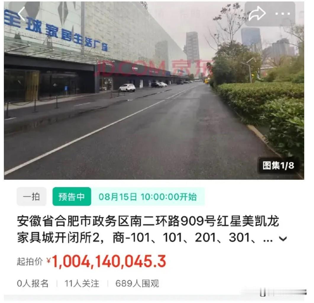 天鹅湖地标红星美凯龙全物业即将线上拍卖！评估14.34亿，起拍仅10.04亿，直
