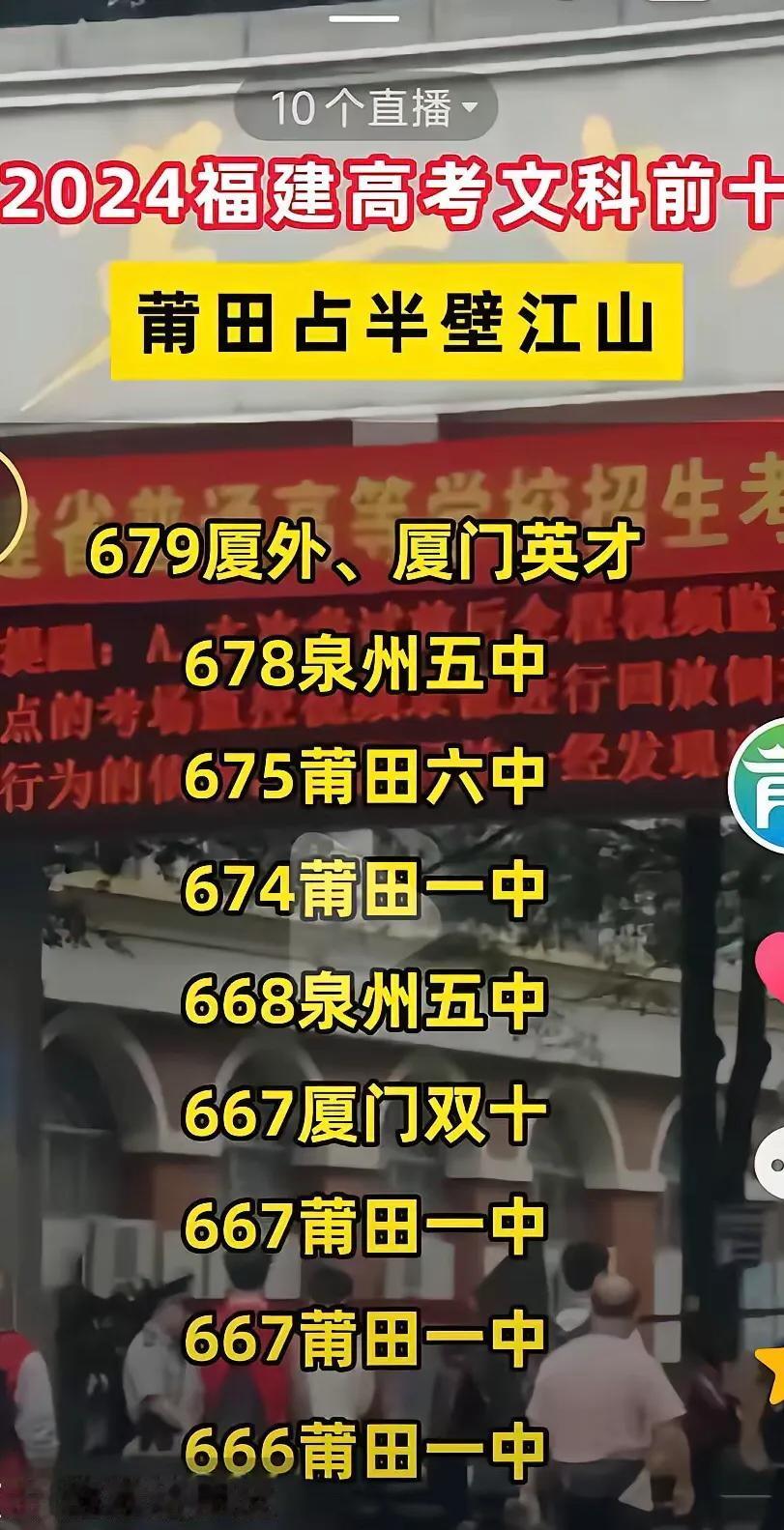 莆田系霸榜福建文科前10名！福建高考莆田系考生虽然没有第一，但是文科前10名竟然