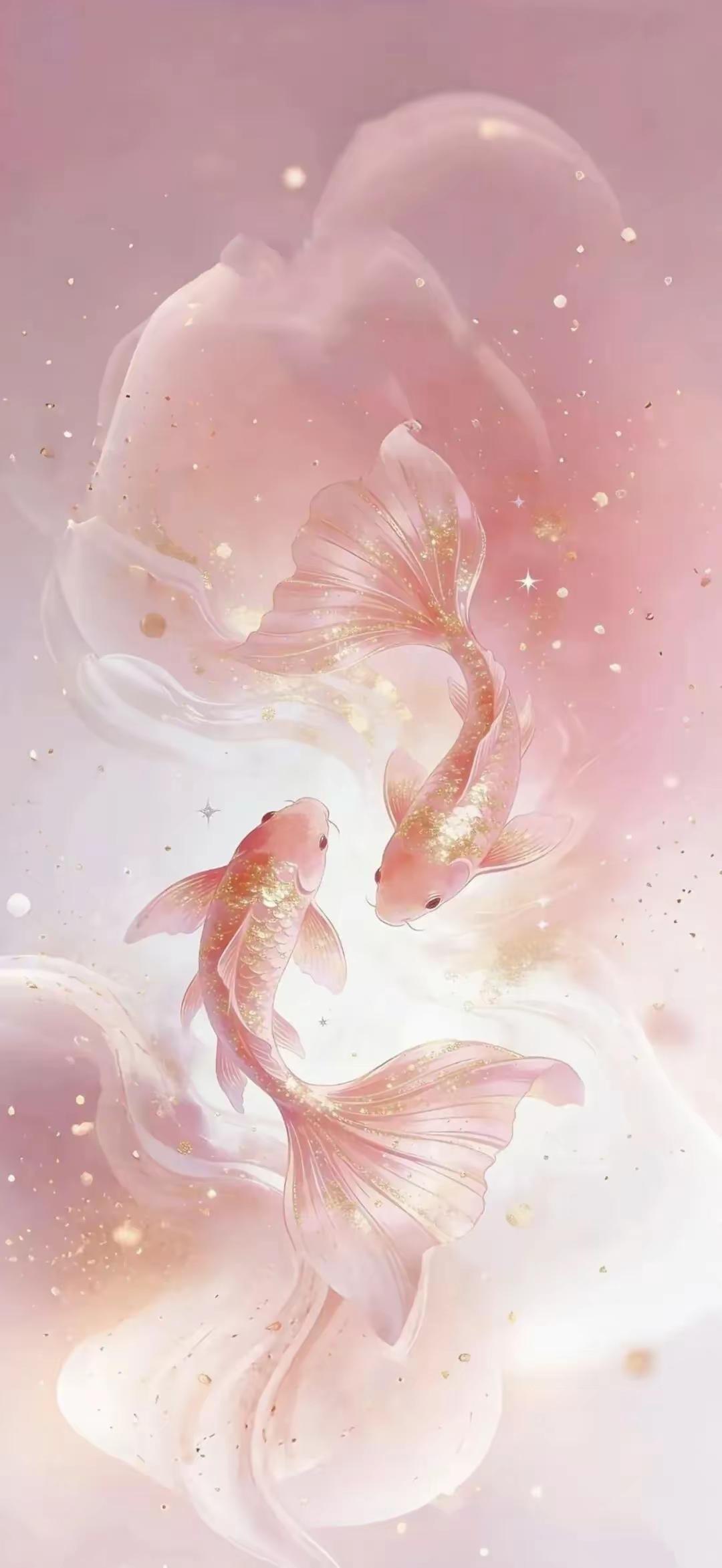 招财旺运手机壁纸～荷间锦鲤流转，时来运转纳福。愿此后诸事顺遂，柿柿皆如意，日子温