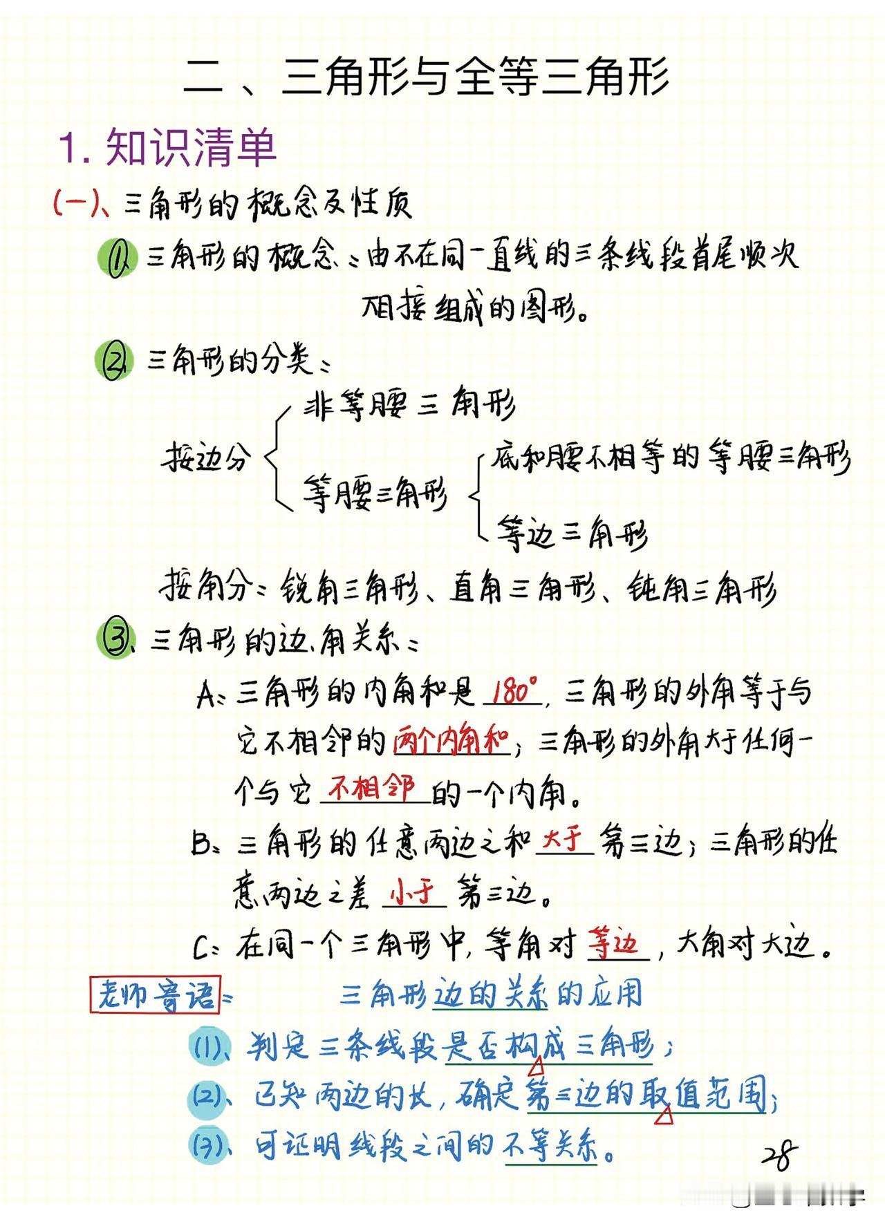 八上数学——三角形精品笔记，来看看有哪些你在课本学不到的内容#电子版资料##开发
