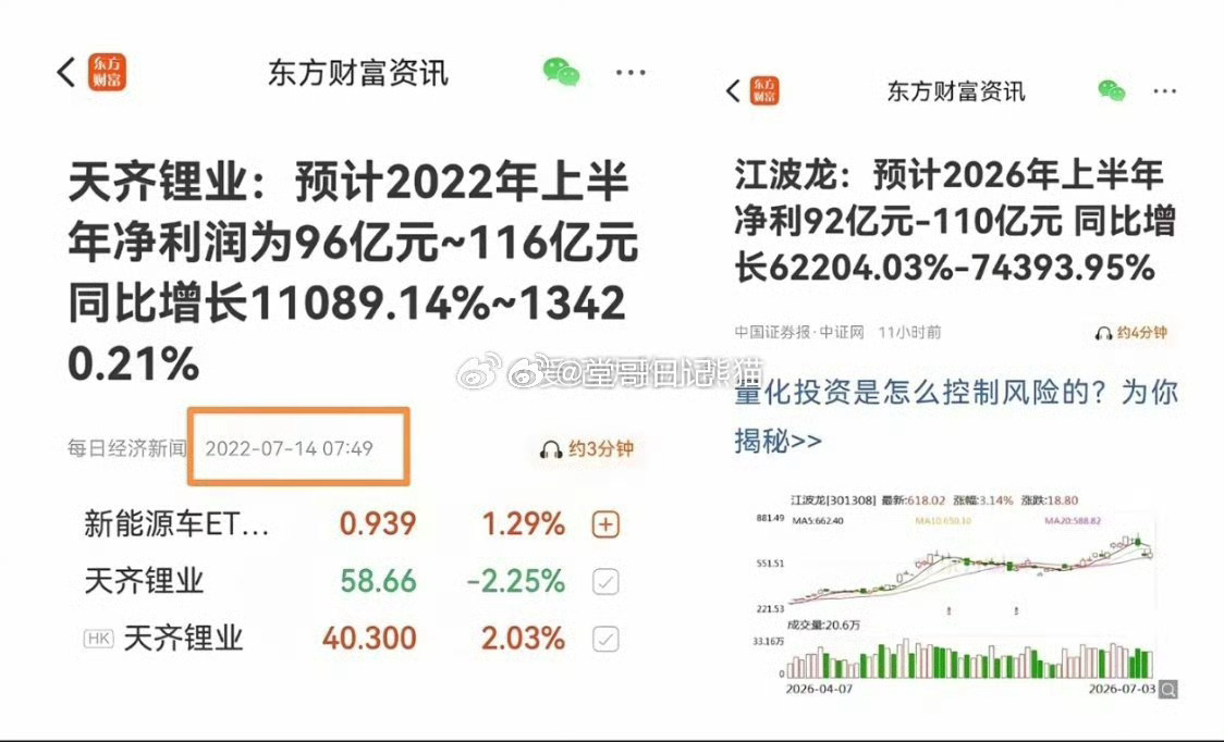 江波龙业绩爆炸，但很多人都在和2022年的天齐锂业对比 