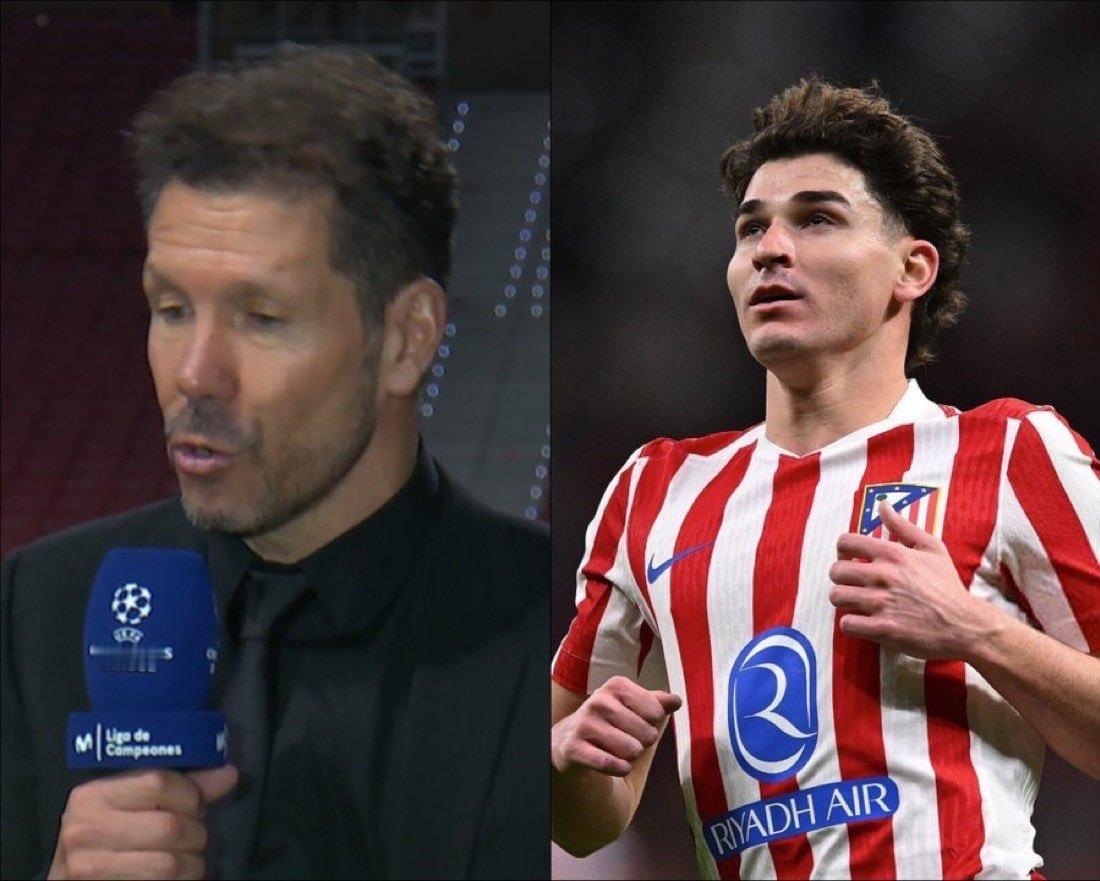 欧冠联赛马竞4比1布鲁日 晋级16强。🎙西蒙尼教练赛后：“阿尔瓦雷斯的状态？上