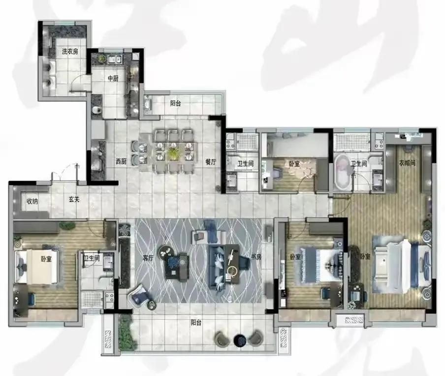 真正的好户型，从来都懂生活的烟火与诗意。这套大平层，把改善的尺度拿捏得刚刚好。