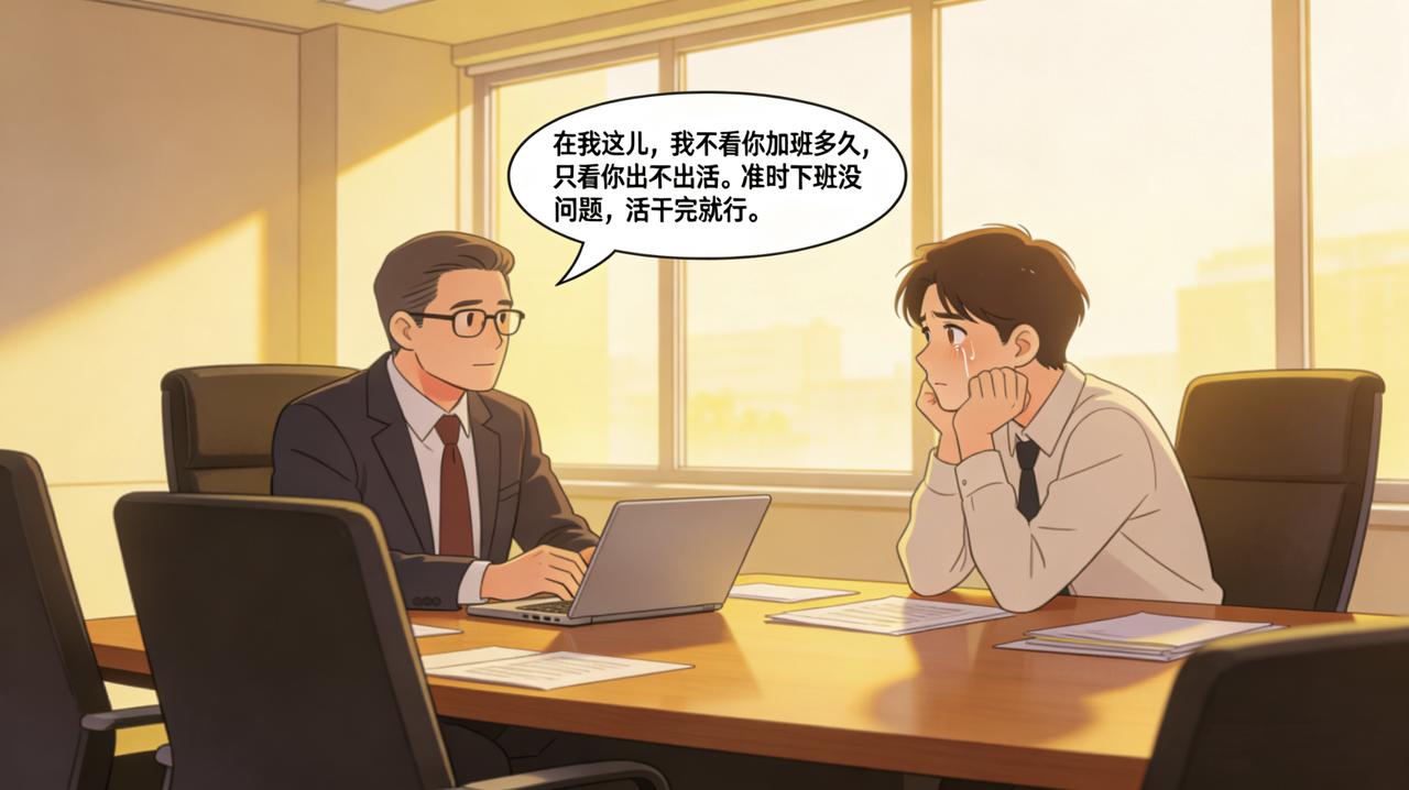 刚入职那会儿，部门开月会，领导语重心长地说：“在我这儿，我不看你加班多久，只看你