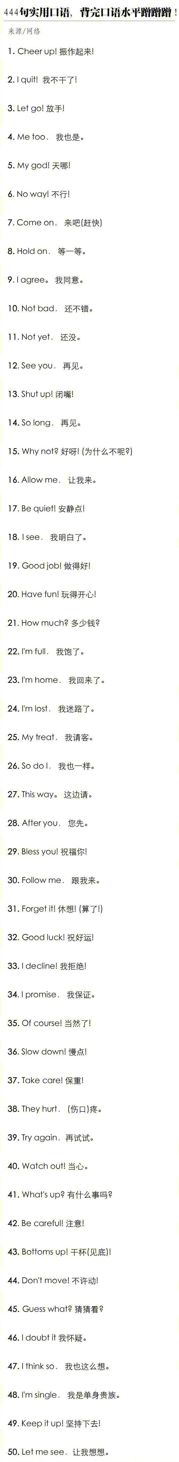 背完这444句，口语就过关了，很实用先收了[思考]