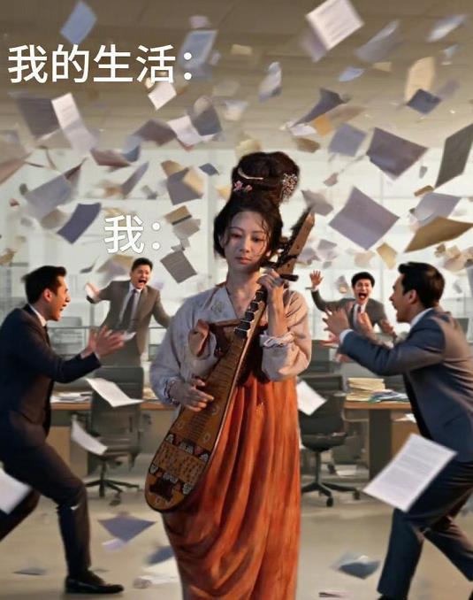 在杨紫主演的古装剧《锦绣芳华》“火烧芳园”片段的琵琶场景中，其在大火前淡定弹琵琶
