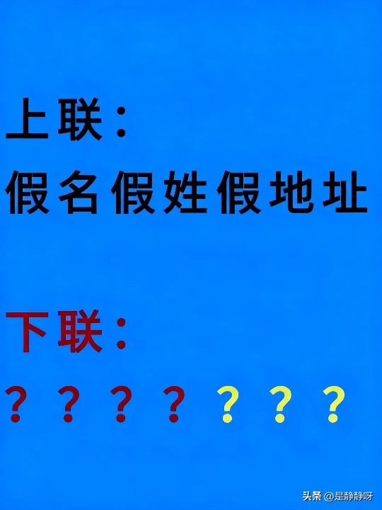 上联:假名假姓假地址
下联你怎么写？