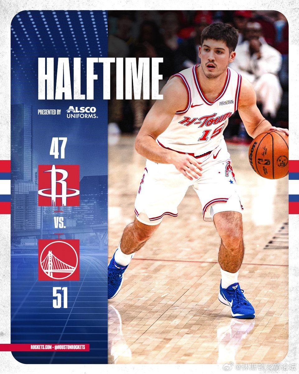 好不容易追平，最后一分钟又乱了半场火箭47-51勇士，杜兰特10分，小谢11分3