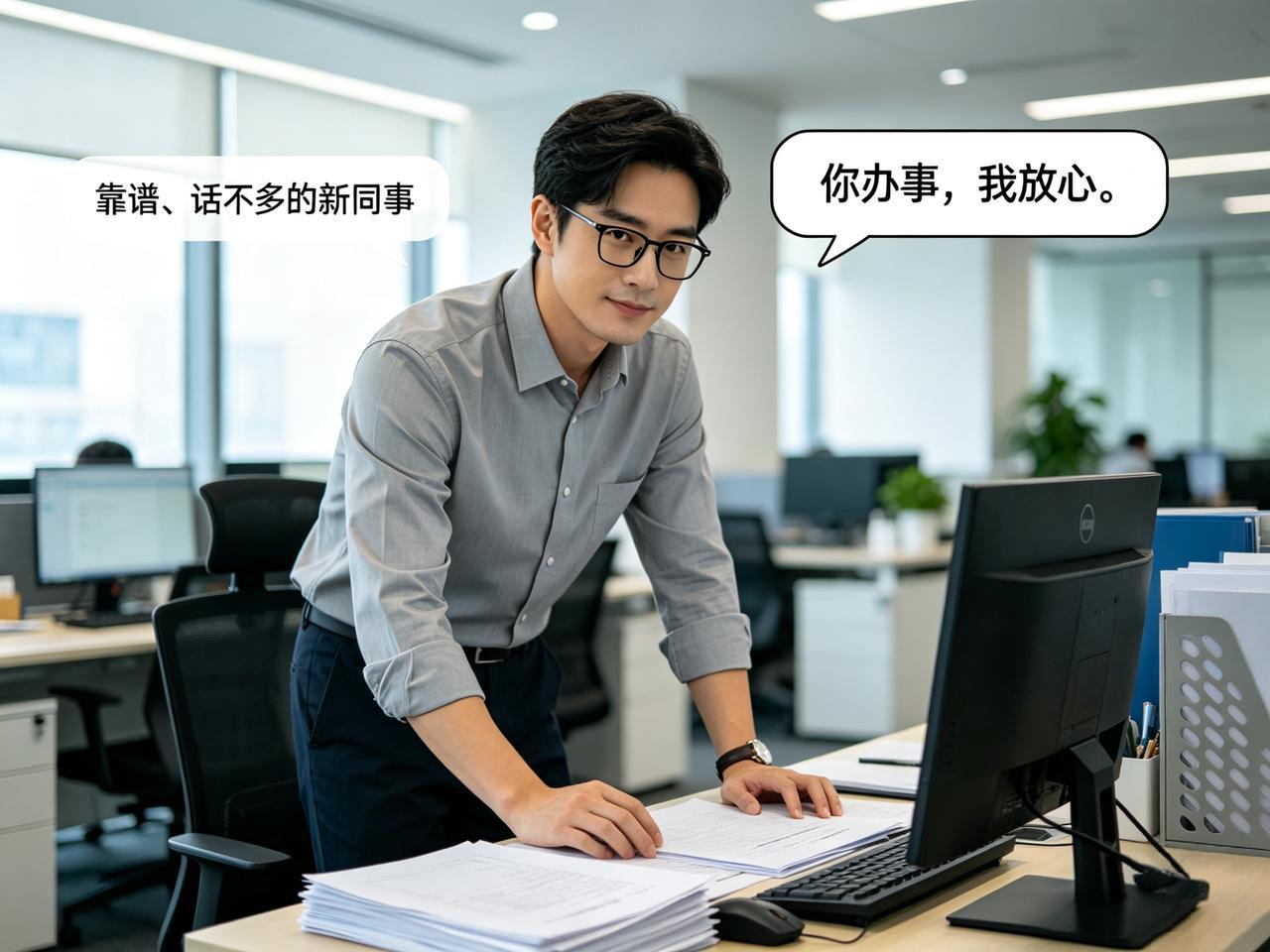 单位来了个新同事，领导说“你办事我放心”，他把公章拿走了。

单位新同事，男的，