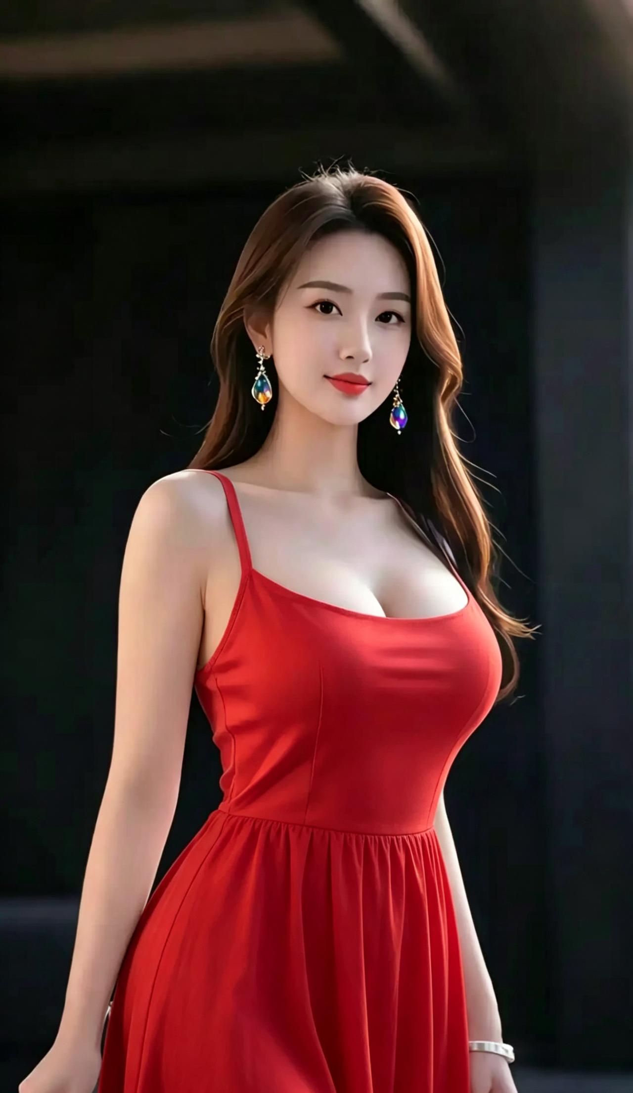 猜一猜她有多少岁？

猜猜这位耳戴钻石、手戴手镯，身着红色吊带裙，身材极为丰满、