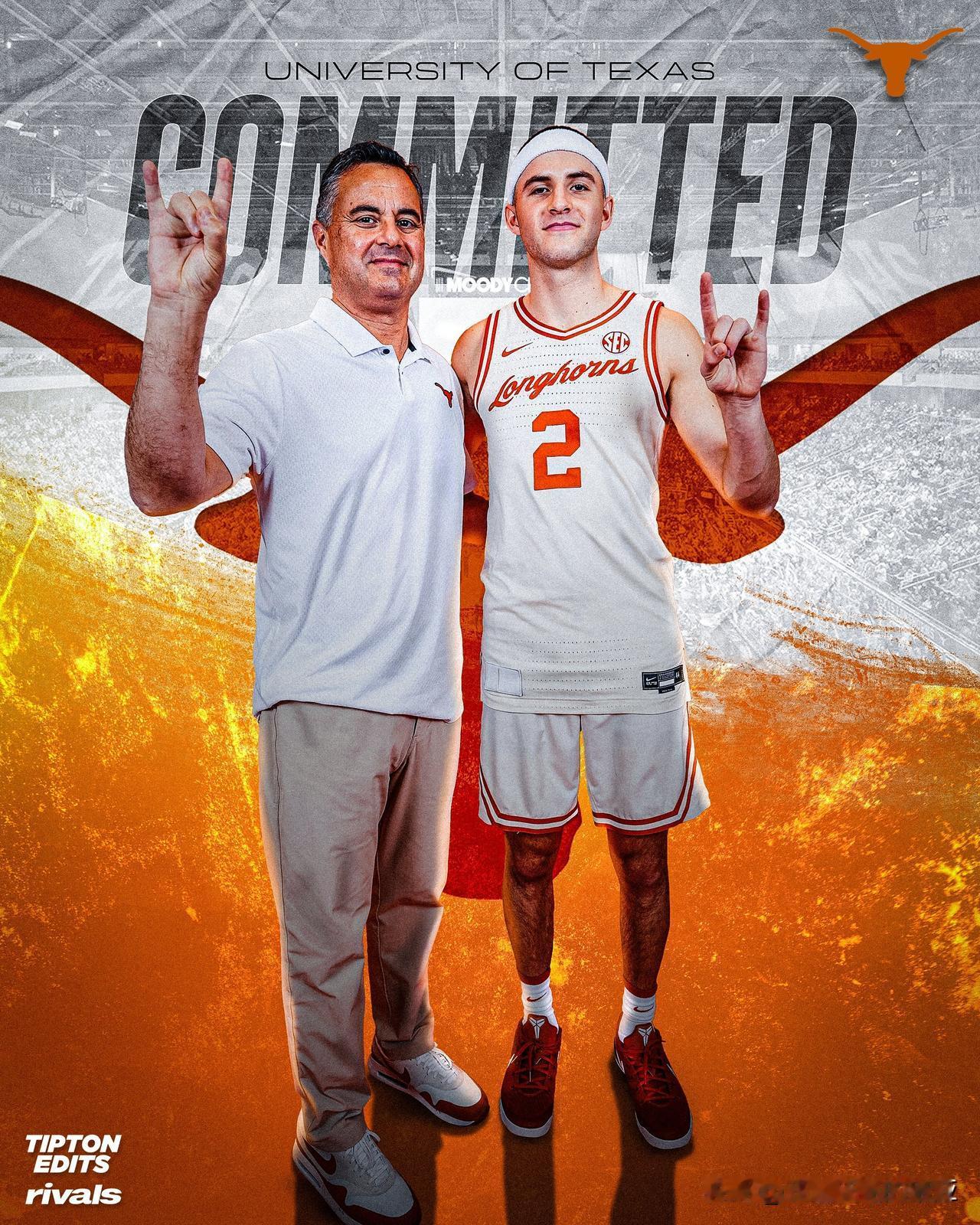 四星分卫Joe Sterling宣布承诺NCAA男篮 德州大学，身高6-4=19