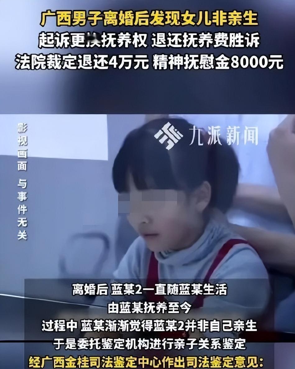 广西贵港，一男子离婚，二女儿归他，大女儿归妻子，可男子发现，二女儿越长越不像自己