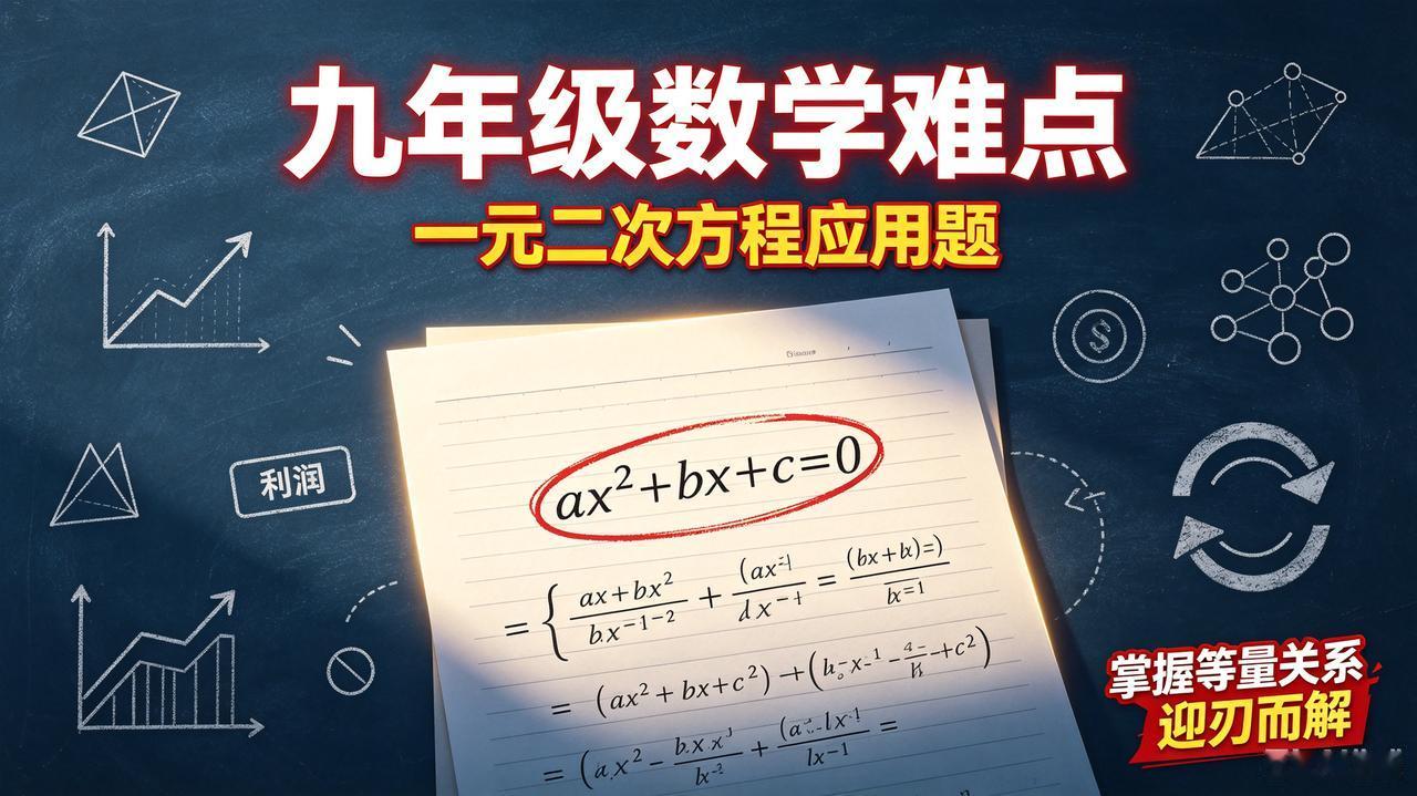 🔥九年级数学分水岭：一元二次方程应用题，终于汇总全了！
很多孩子到初三卡在一元