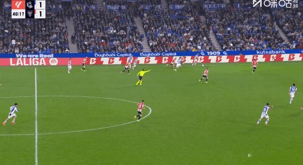 西甲第11轮 皇家社会3:2毕尔巴鄂竞技贡萨洛·格德斯打入一球 ​​​