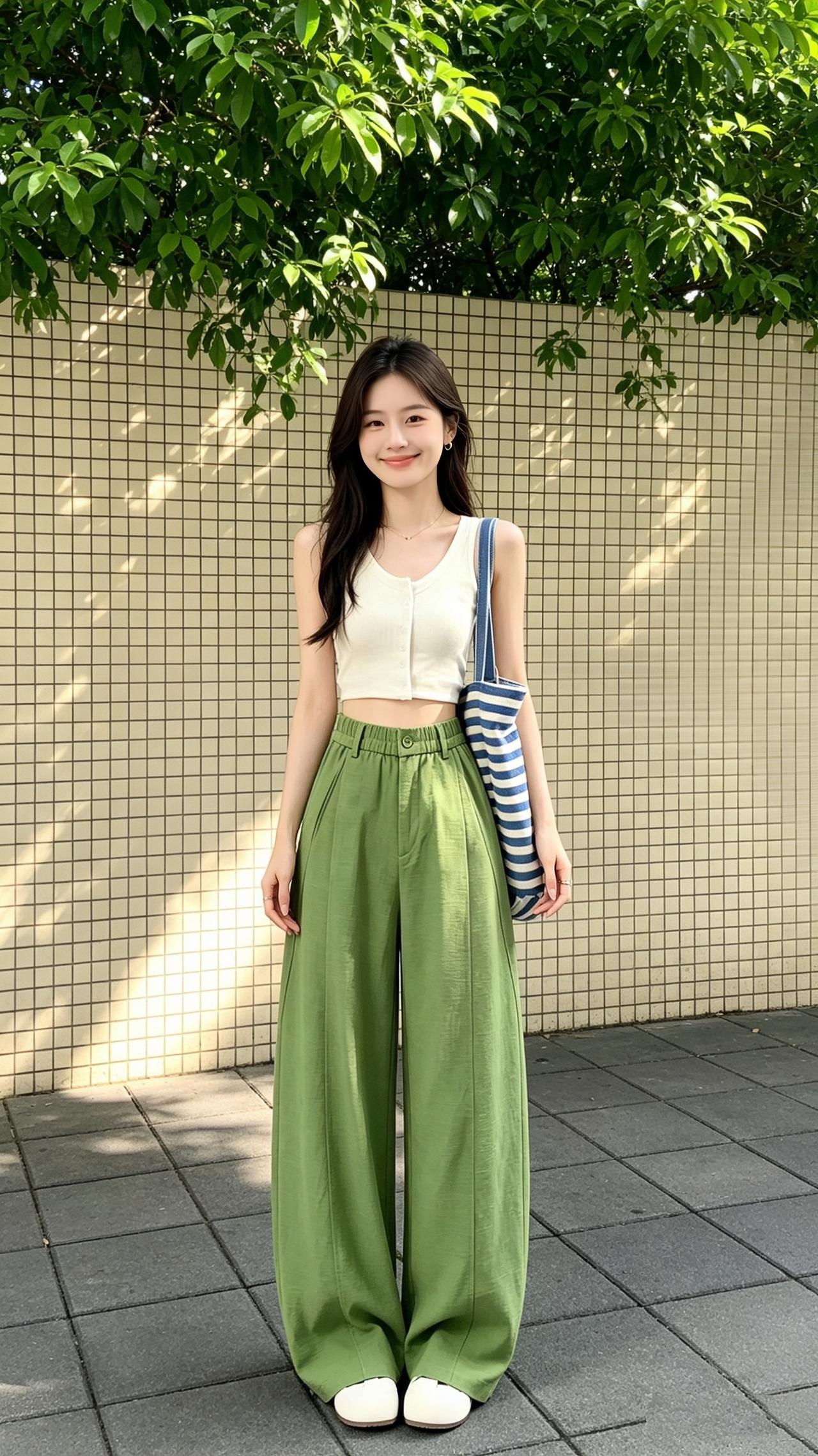 弯刀版型裤子 夏季新款 阔腿裤 显高显瘦显腿长