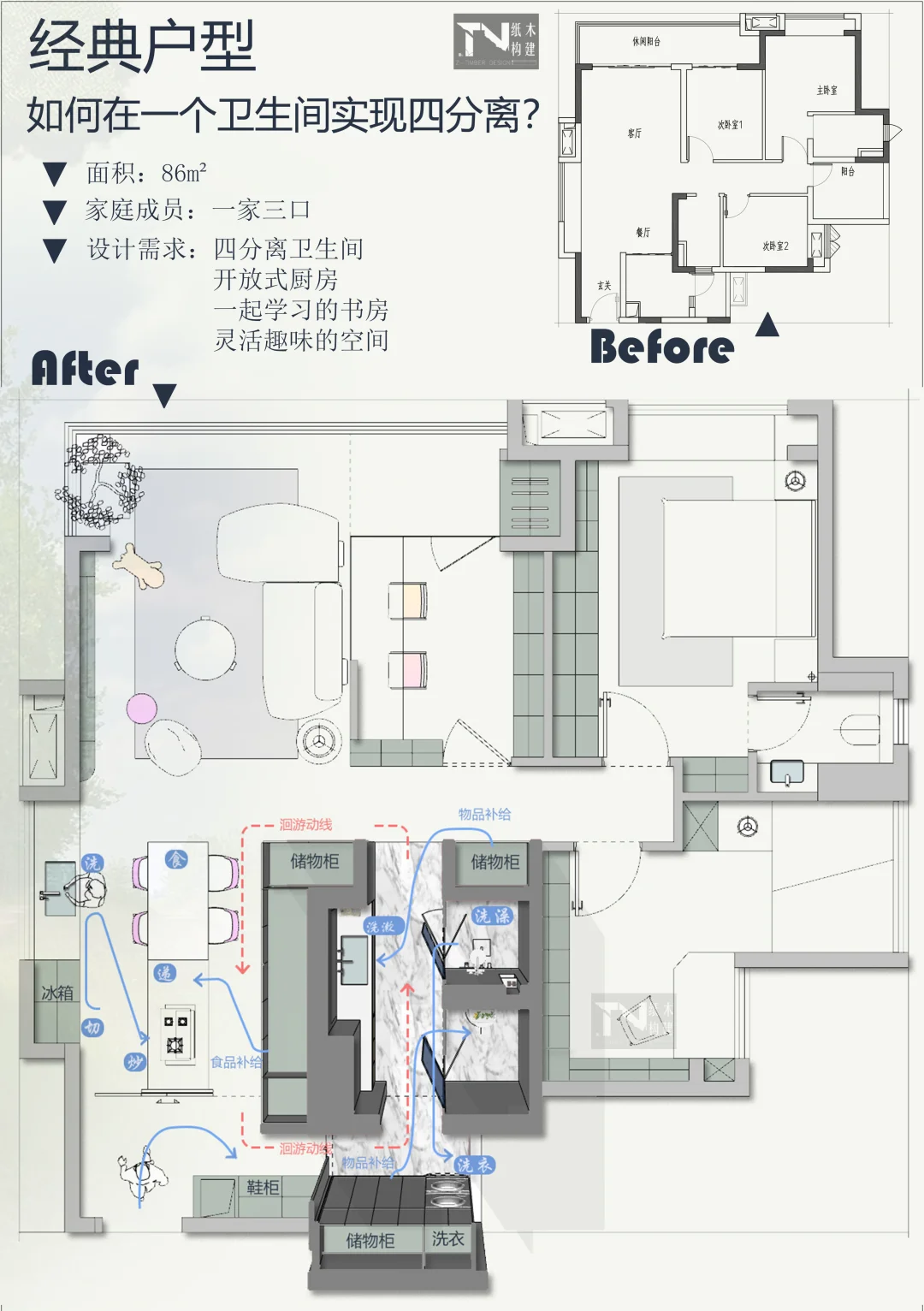 经典户型改造/如何在一个卫生间做四分离
