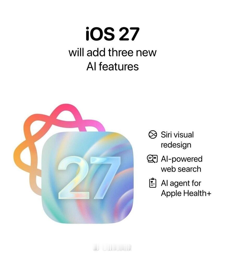 iOS27前瞻来了iOS27系统，很多功能都离不开AI，而国行版AI落地时间还是