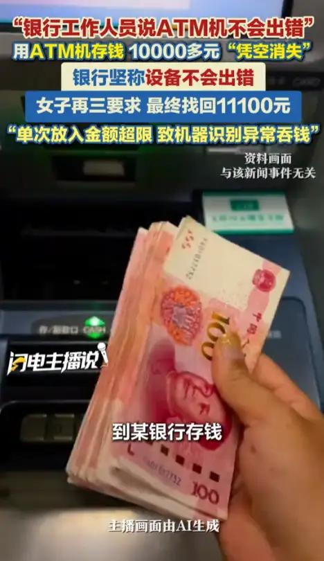 邹女士去银行存款三万元，一口气都塞了进去，结果被存了一部分，剩下的被退了出来，又