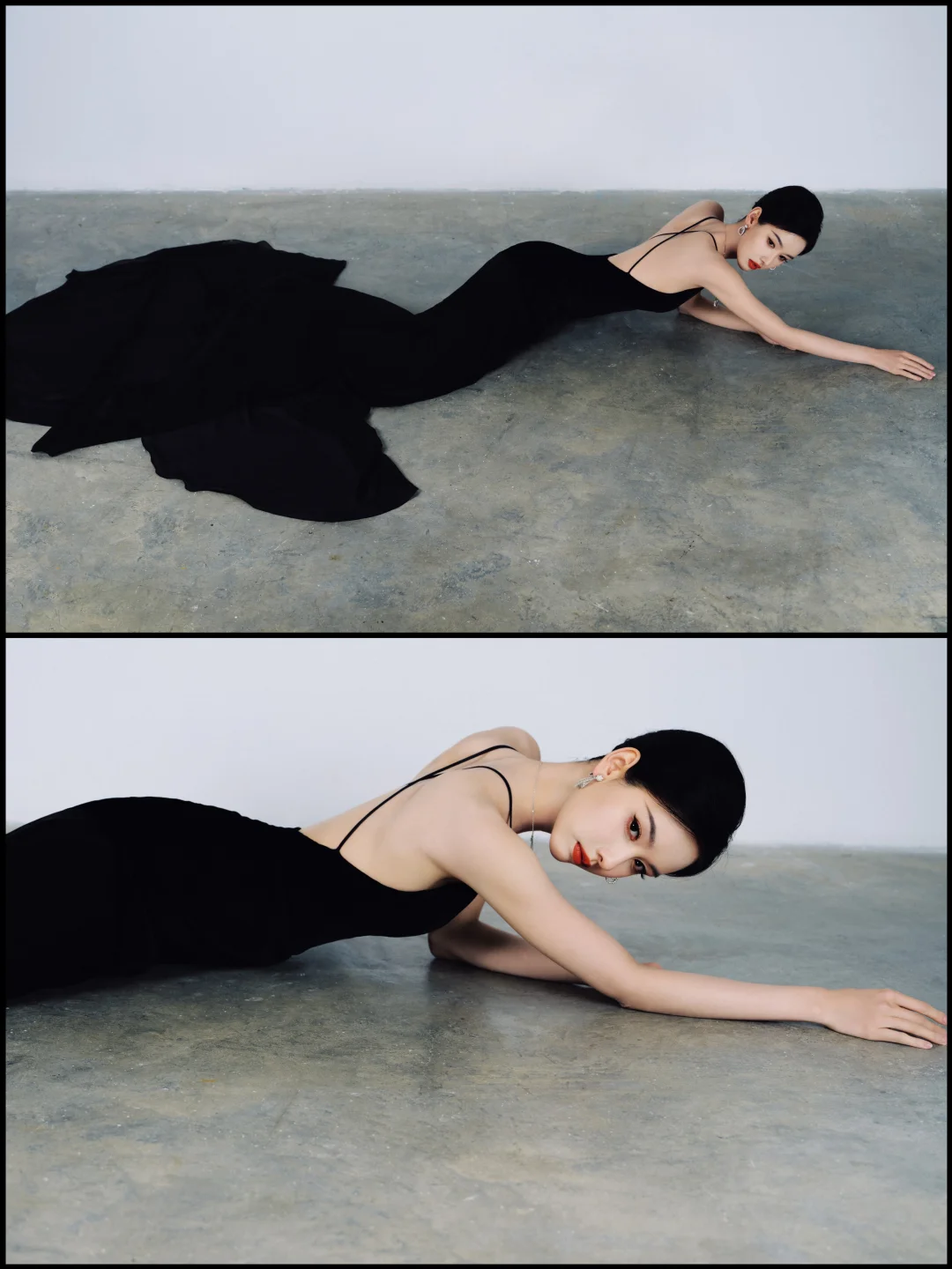 陈都灵一袭露背深V丝绒礼服搭配Chopard萧邦