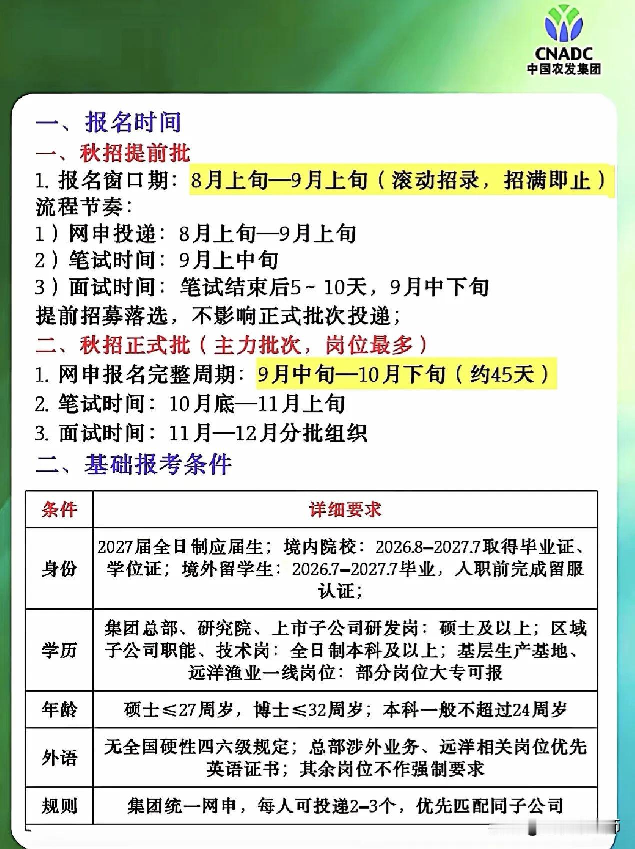 同学们，中国农发集团2027届校园招聘陆续启动，咱要知道央企校招窗口从不等人，这