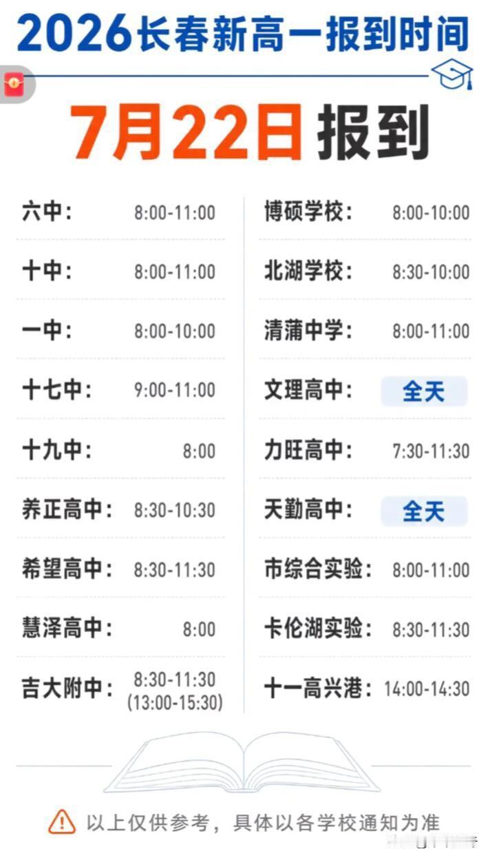 2026 年长春新高一报到时间表来咯！东北师范大学附属中学自由校区7月22日上午