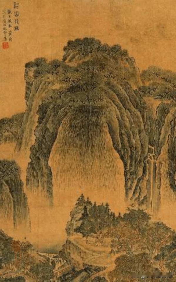 1958年，一位专家拿着放大镜，研究一幅2米高的古画。却发现画中树叶里有两个字闪