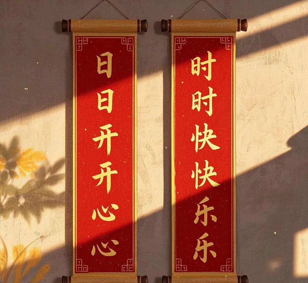 下联：时时快快乐乐
 
解释：“时时”对“日日”，都是时间词；“快快乐乐”对“开