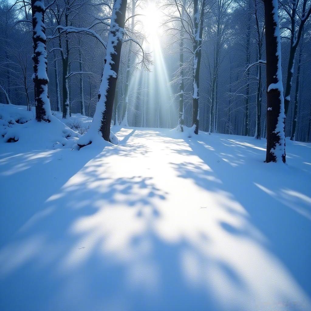 光影洒满雪地，冬天的美让我感到无奈。每次想要出门玩雪，却总是被窝的温暖诱惑。😅