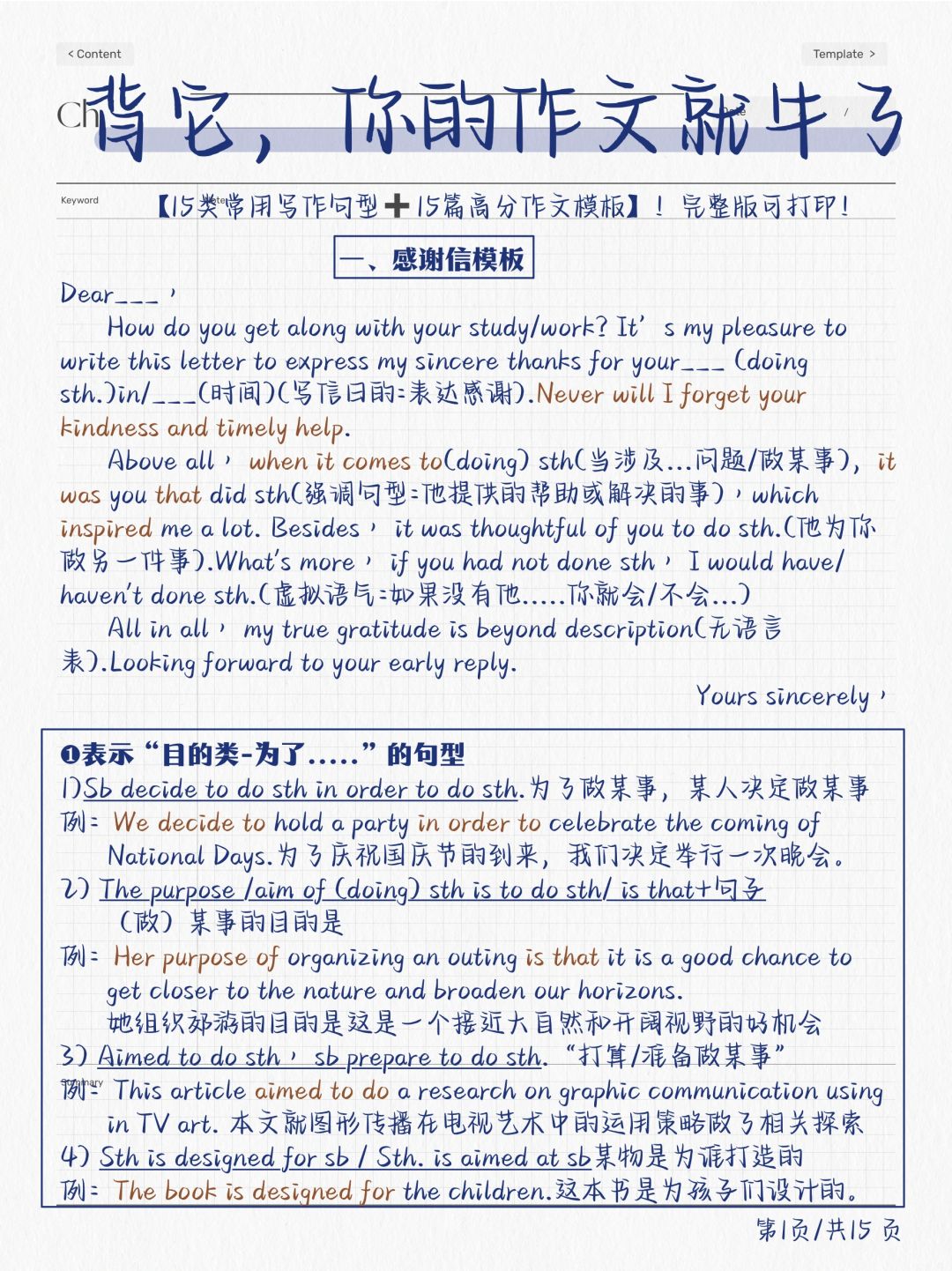 拯救英语写作！高分万能模板！背会直接用！