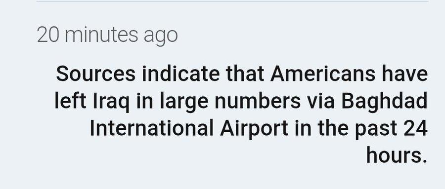 据沙特阿拉伯国家媒体 Al-Hadath 报道，美国人员正在通过巴格达国际机场从