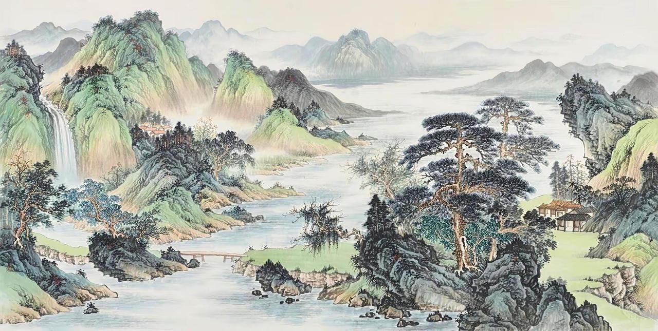 千里江山图。写意山水创作者中心 创作灵感 山水画的诗意 诗意山水画卷